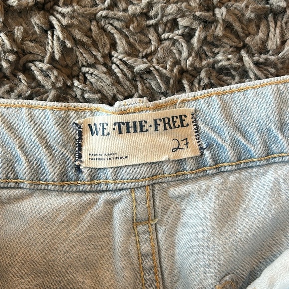 We The Free Tinsley Baggy High Rise Straight Leg Light Blue Distressed Jeans 27 - Picture 4 of 11